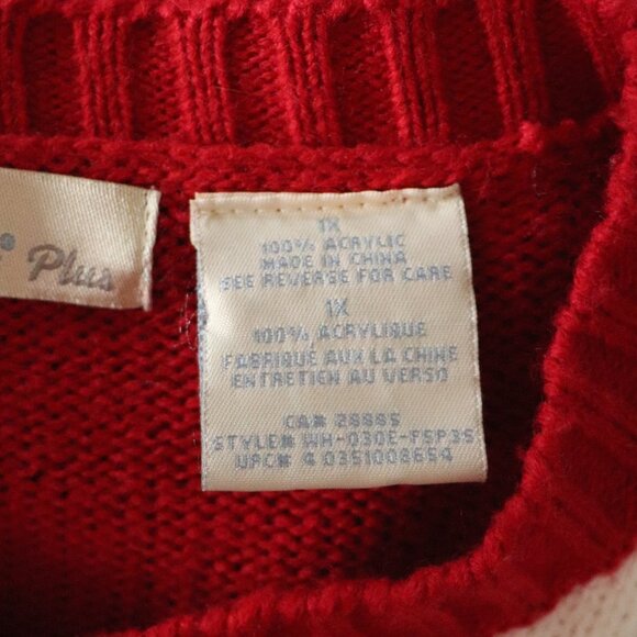 Vintage Penmans Plus Button Down 1X Red Christmas Winter Cardigan Knit Sweater - Picture 11 of 11